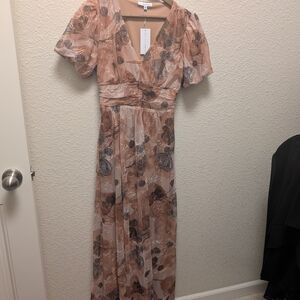 Baltic Born Blush Floral V-Neck Maxi Dress